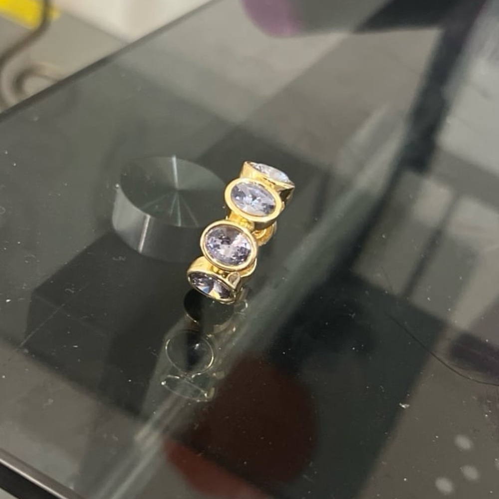 Gorgeous grayish blue oval cut swarovski elements 14kt gold plated size 9 ring - Picture 9 of 13